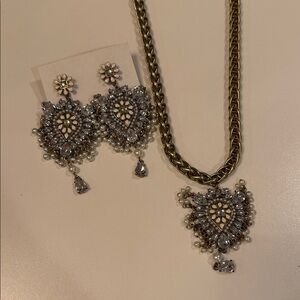 Indian Inspired Gold and Silver Statement Necklace Set